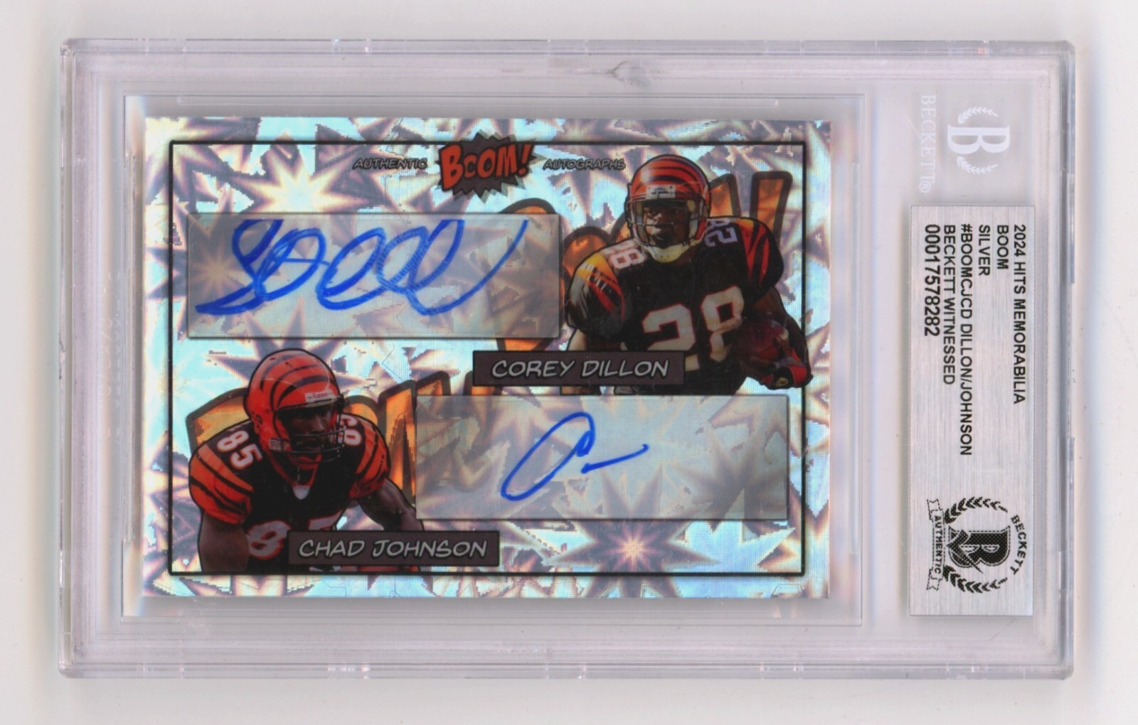 Corey Dillon Chad Johnson 2024 Hits Memorabilia BOOM Silver Signed BGS BAS Auto0