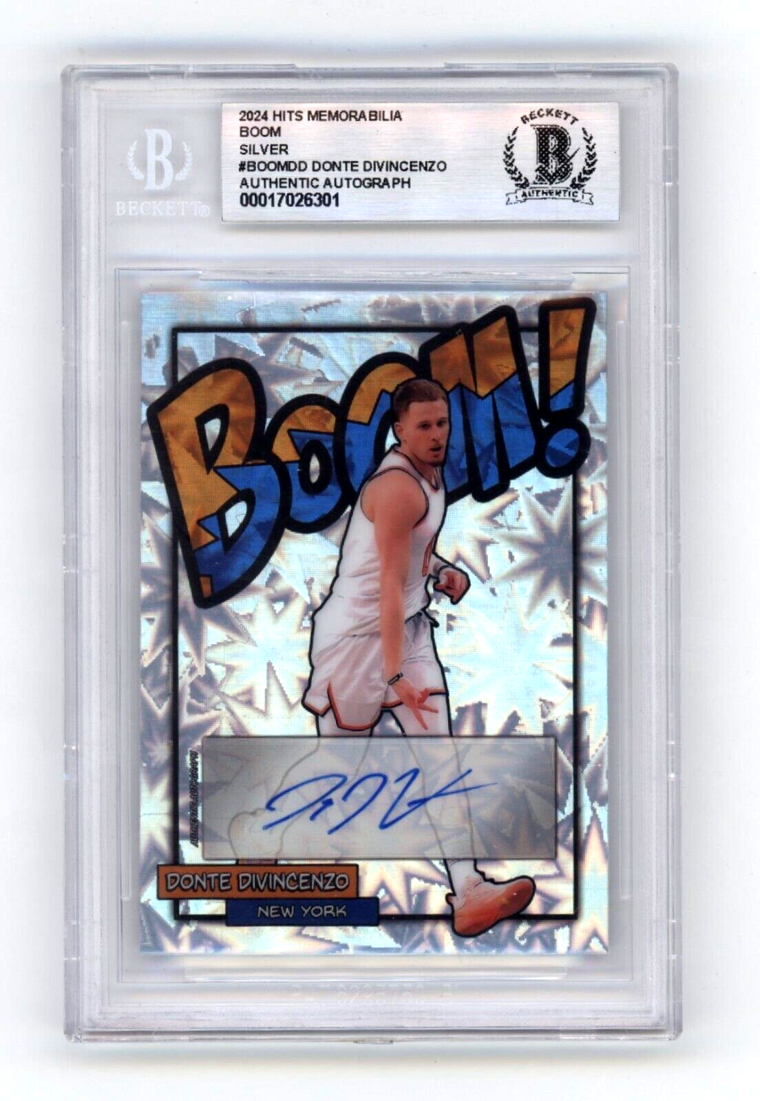 Donte DiVincenzo 2024 Hits Memorabilia BOOM Silver Signed BGS BAS Auto Knicks0