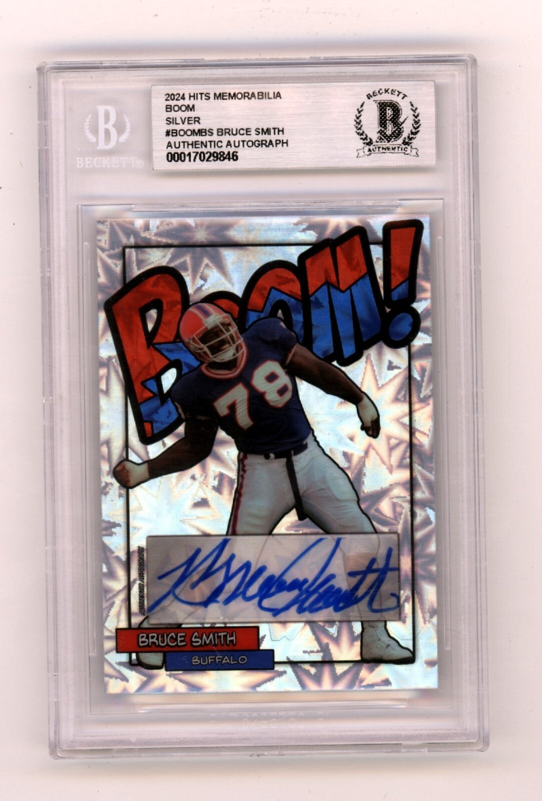 Bruce Smith 2024 Hits Memorabilia BOOM Silver #/10 Signed BGS BAS Auto Bills0