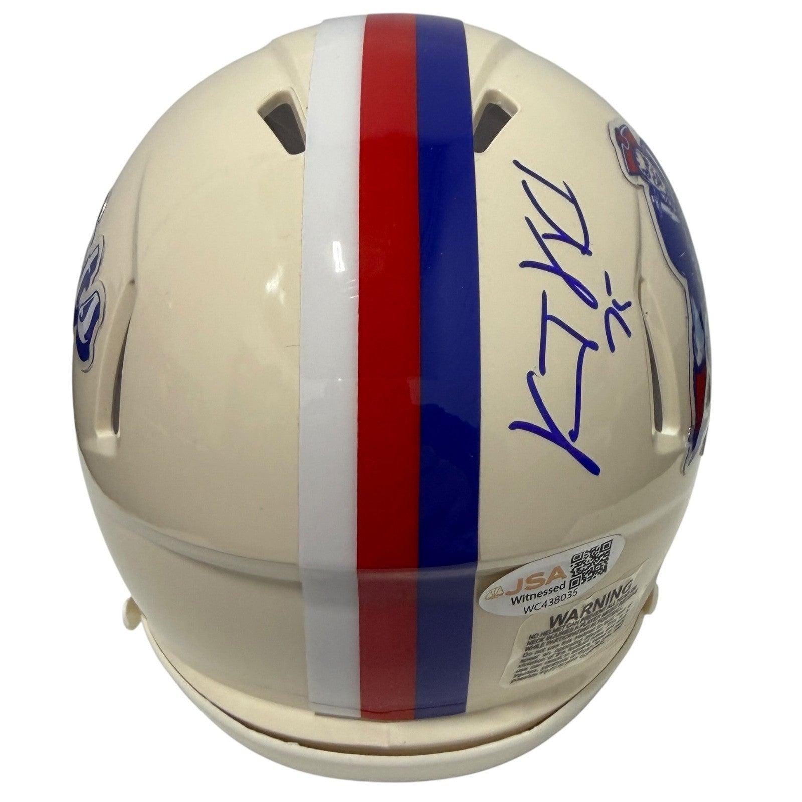 Vince Wilfork Signed New England Patriots Retro Mini Helmet JSA Witness COA2