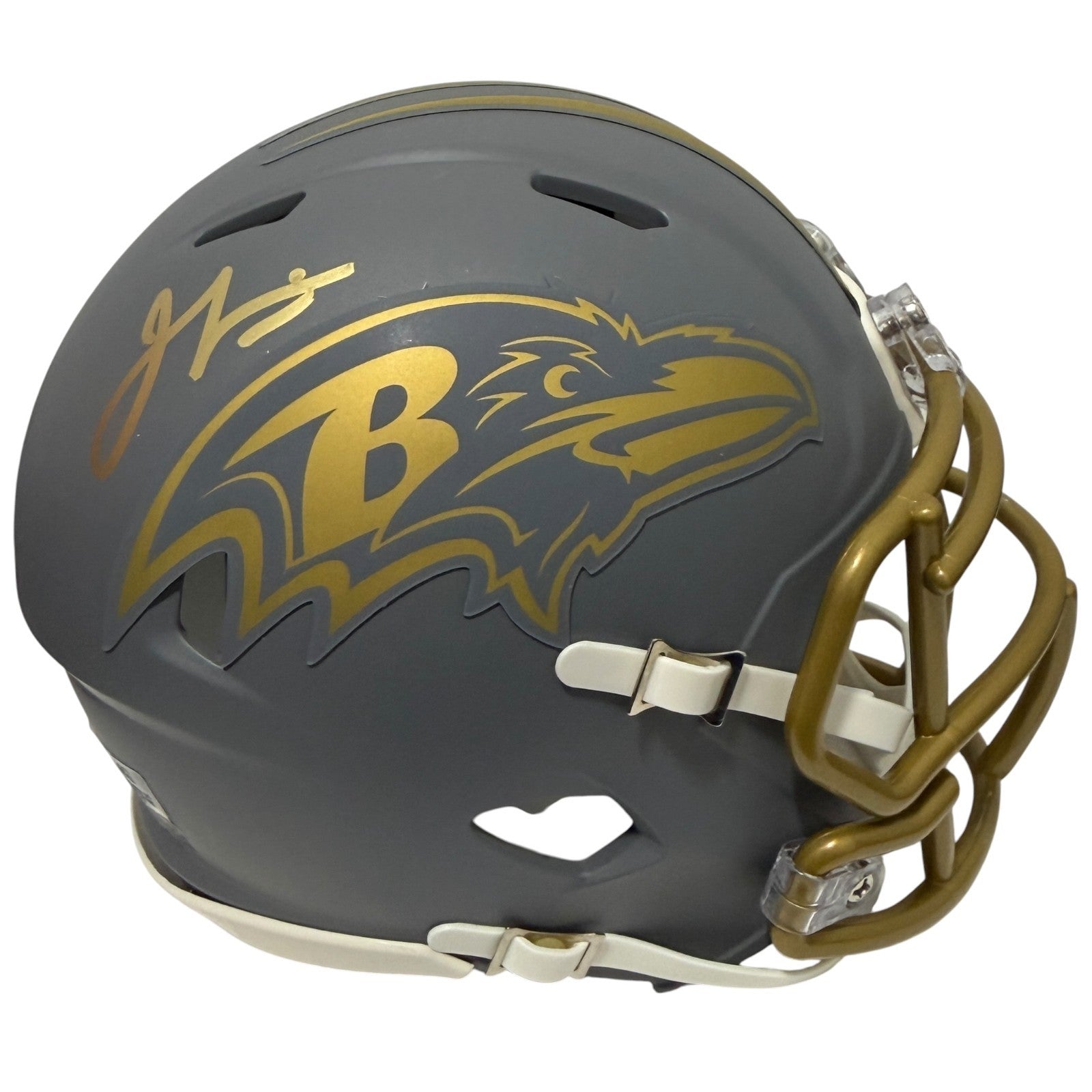 Jamal Lewis Signed Baltimore Ravens Slate Mini Helmet JSA Witness COA0