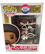 Julius Erving Signed Nets NBA Funko Pop #107 w/ Dr J Ins Beckett Witness BAS COA0