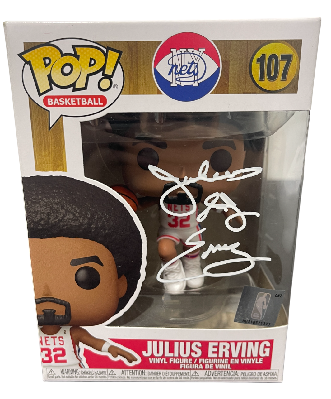 Julius Erving Signed Nets NBA Funko Pop #107 w/ Dr J Ins Beckett Witness BAS COA0