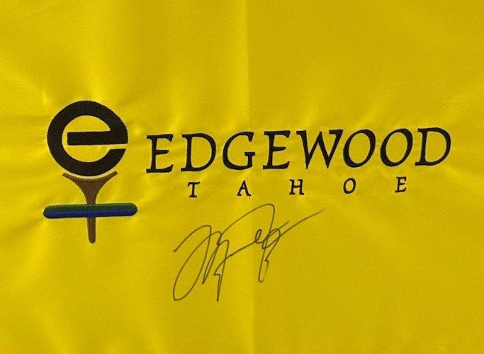 Michael Jordan Signed & Custom Framed Edgewood Tahoe Golf Pin Flag PSA LOA3
