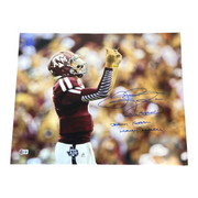 Johnny Manziel Signed Texas A&M Aggies 16x20 Photo w/ 3 Insc. Beckett BAS COA0