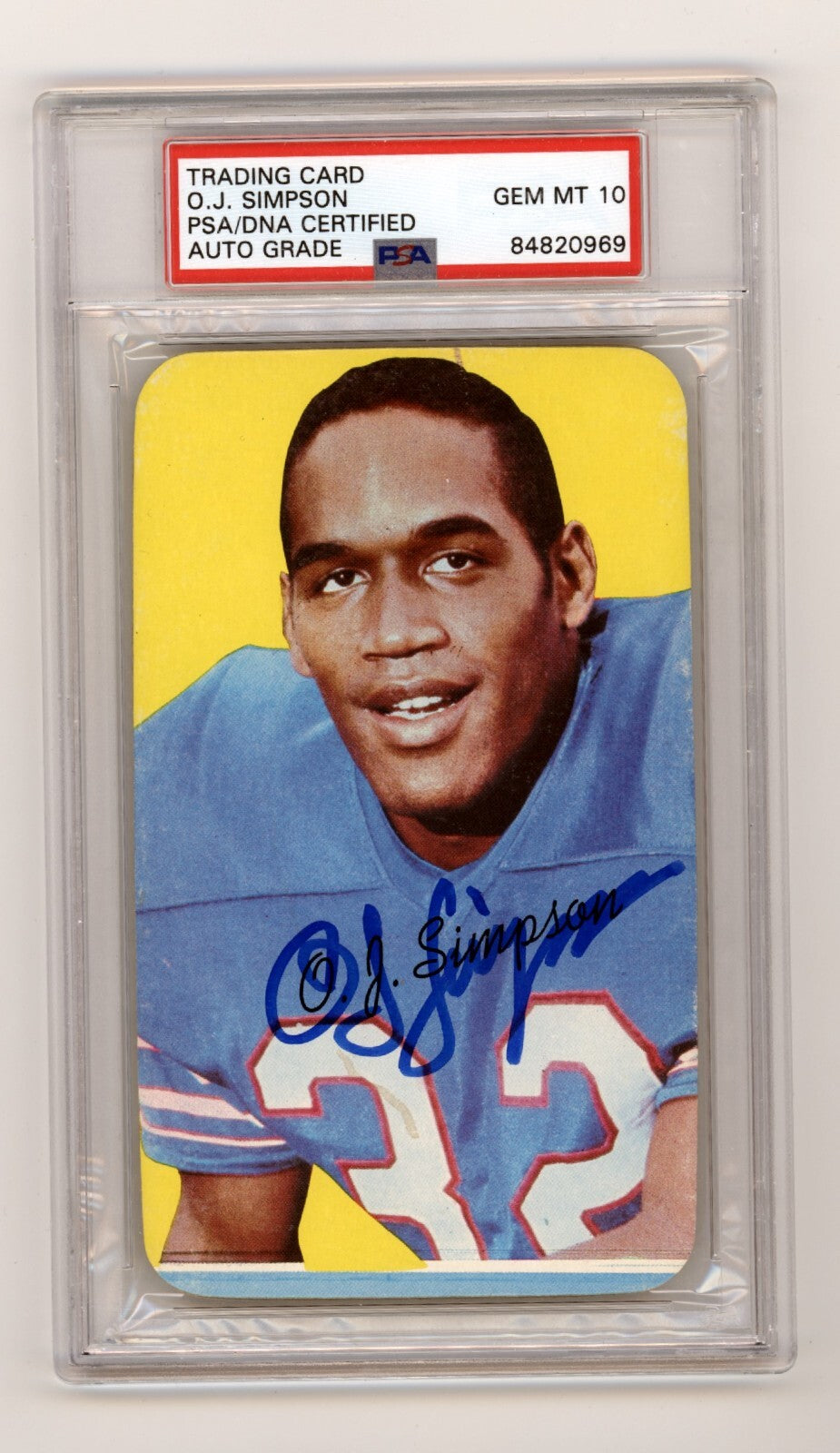 O.J. Simpson 1970 Topps Super 22 Rookie RC Signed PSA Authentic Auto Bills HOF A0