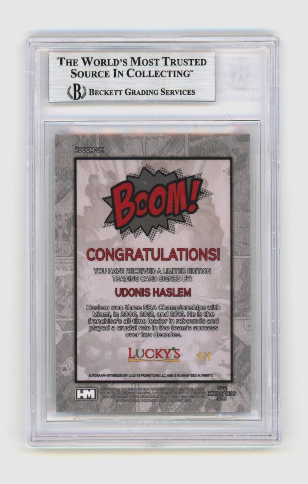 Udonis Haslem 2024 Hits Memorabilia BOOM Super 1/1 Signed BGS Auto Miami Heat1