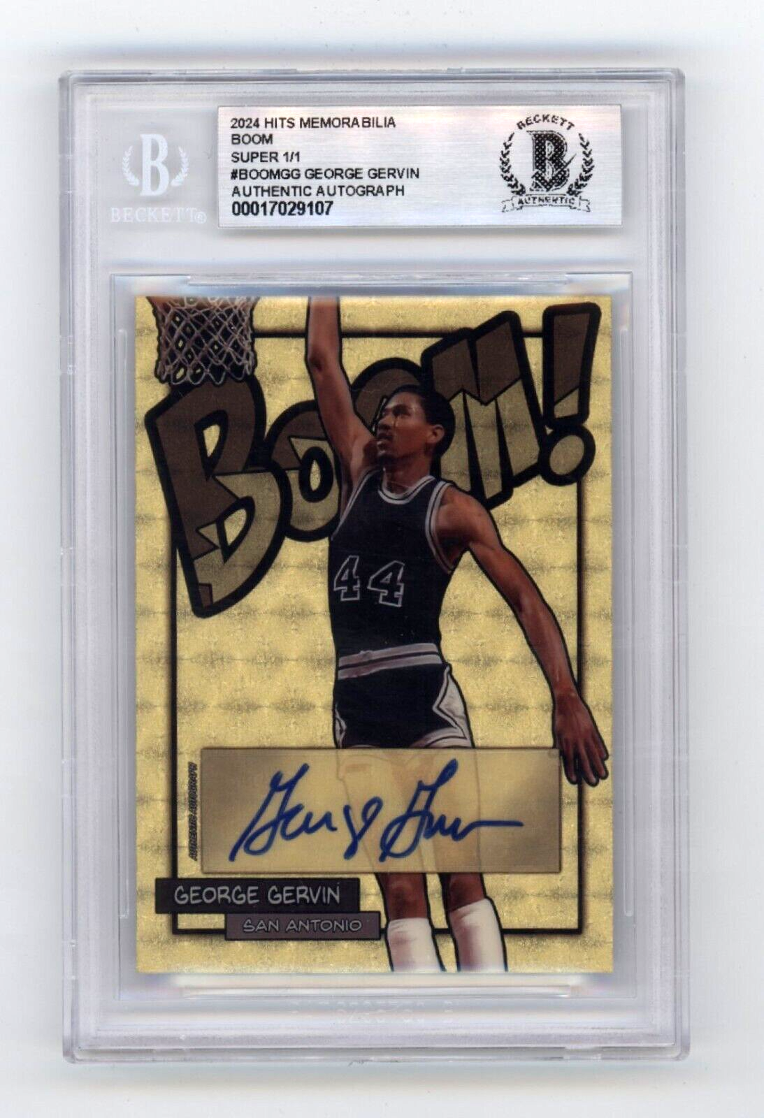 George Gervin 2024 Hits Memorabilia BOOM Super #1/1 Signed BGS BAS Auto Spurs0