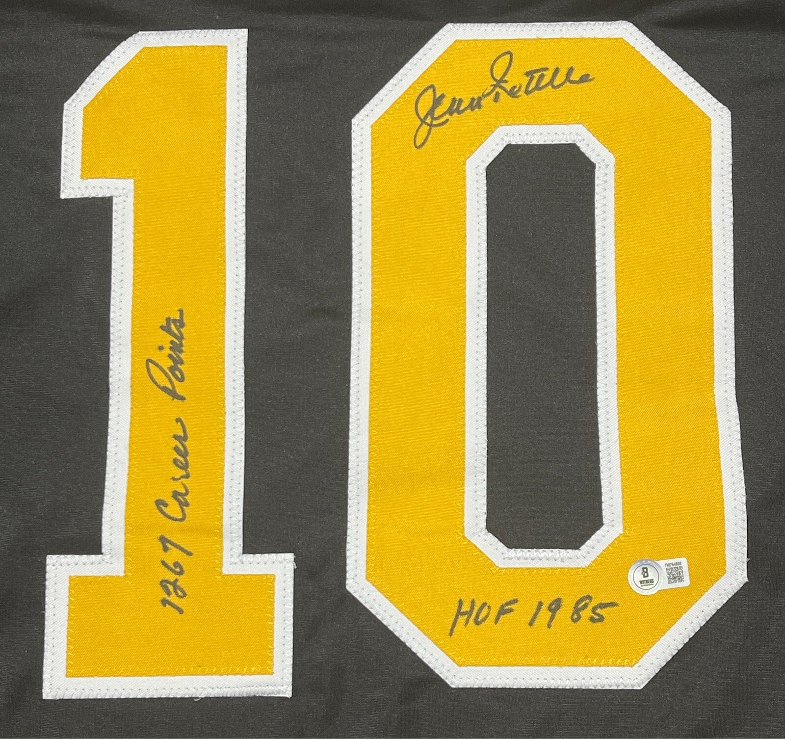 Jean Ratelle Signed Boston Bruins Custom Jersey w 2 Insc Beckett Witness BAS COA1