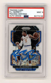 RJ Barrett 2021-22 Panini Prizm #201 White Sparkle SP Signed PSA 9 Auto Knicks0