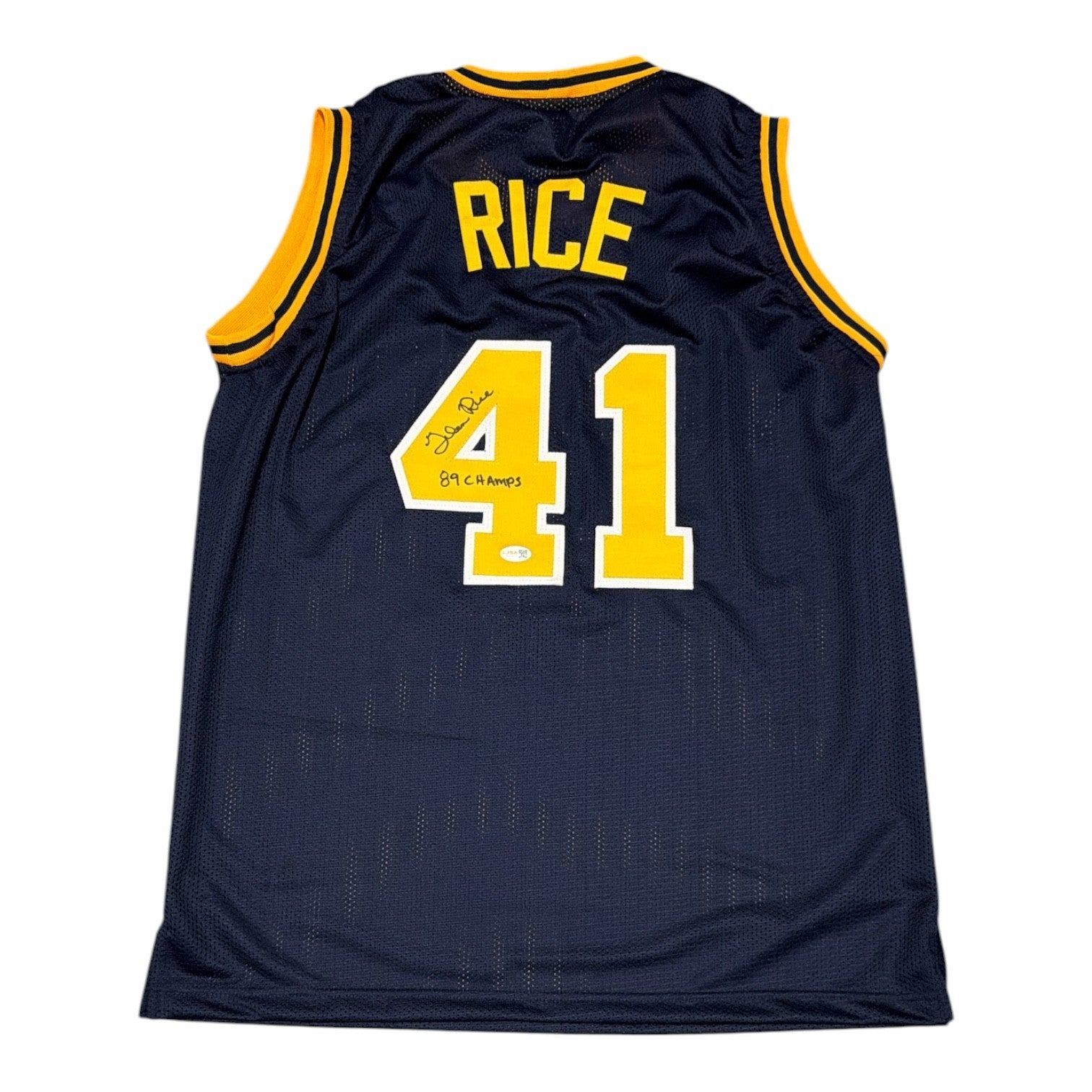 Glen Rice Signed Autographed Michigan Custom Jersey w/ 89 Champs JSA Witness COA0