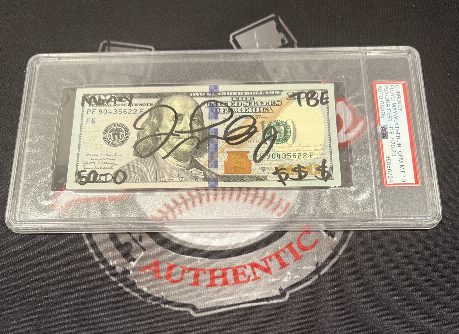 Floyd Mayweather Jr Signed $100 Bill US Currency x4 Inscriptions PSA 10 Auto A0