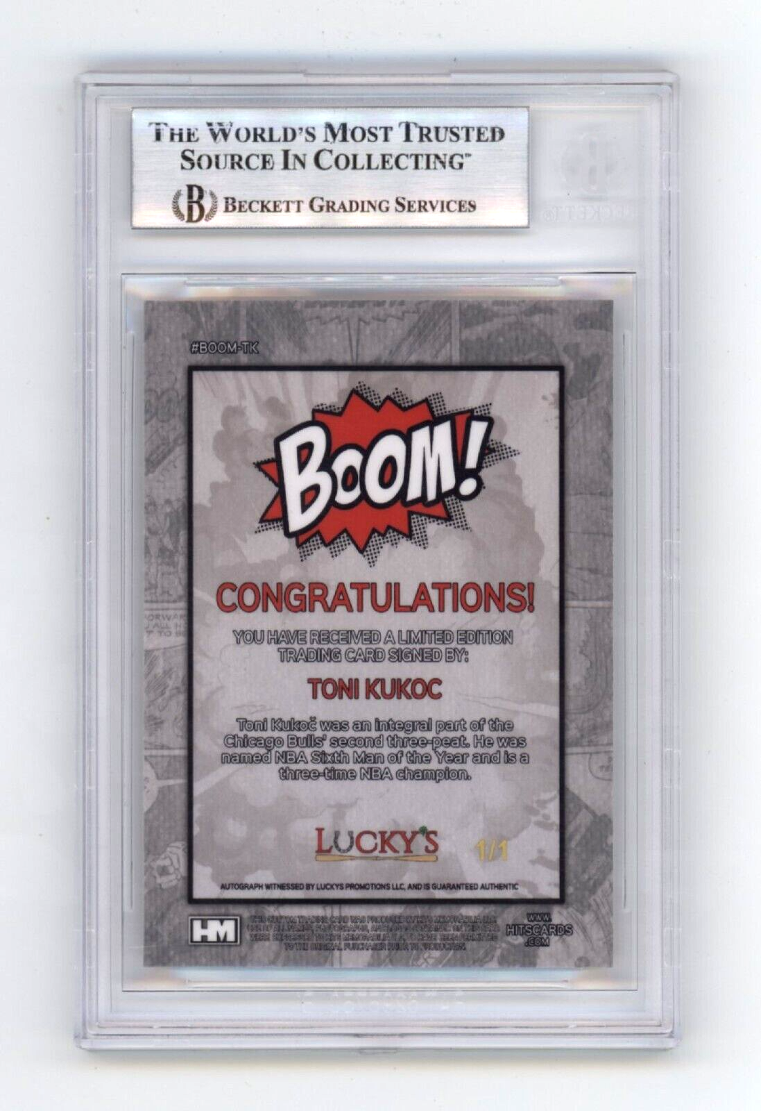 Toni Kukoc 2024 Hits Memorabilia BOOM Super #1/1 Signed BGS BAS Auto Bulls HOF1