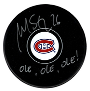 Martin St. Louis Signed Montreal Canadiens Logo Puck w/ Ole Ole Ole! PSA COA0