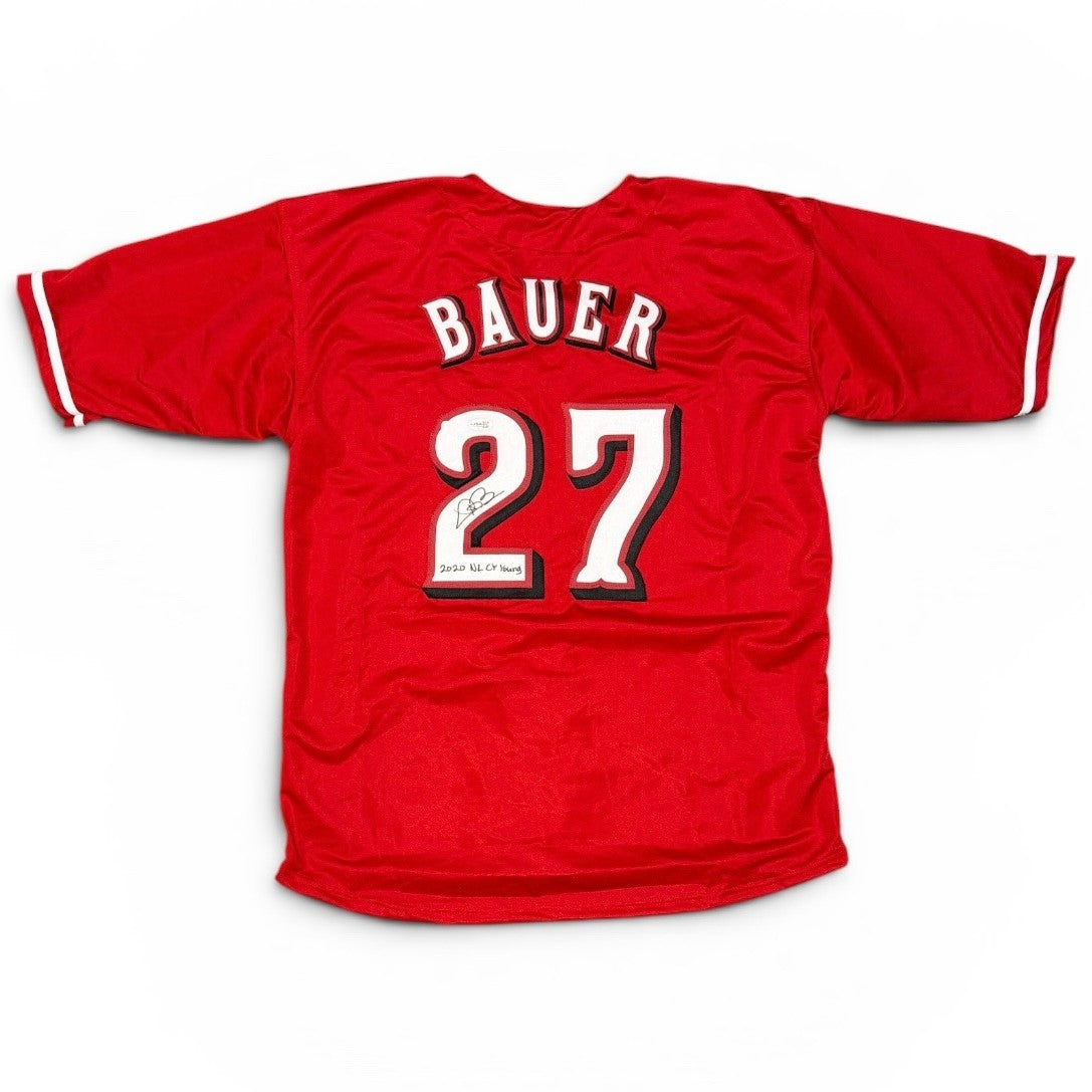 Trevor Bauer Signed Cincinnati Reds Custom Jersey w/ 2020 NL CY Young JSA COA0