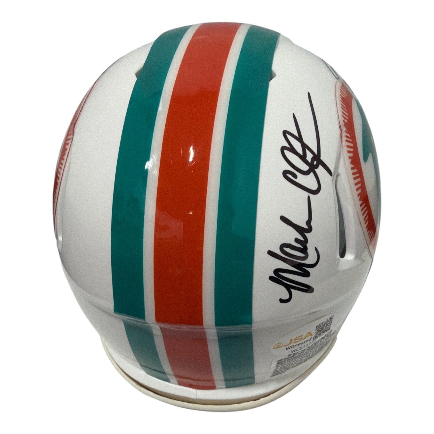 Mark Clayton & Mark Duper Dual Signed Dolphins TB Mini Helmet JSA Witness COA3