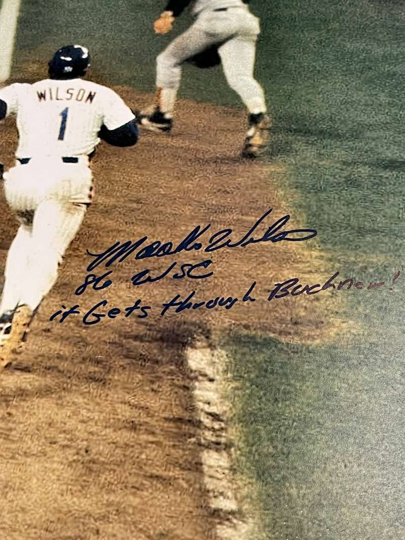 Mookie Wilson Signed Auto 16x20 Photo PSA COA IT GETS THROUGH BUCKNER 86 WSC1