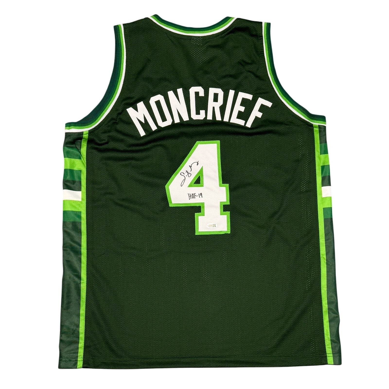 Sidney Moncrief Signed Milwaukee Bucks Custom Jersey w/ HOF 19 JSA Witness COA0
