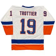 Bryan Trottier Signed Islanders Custom Jersey w/ HOF 97 Beckett Witness BAS COA0
