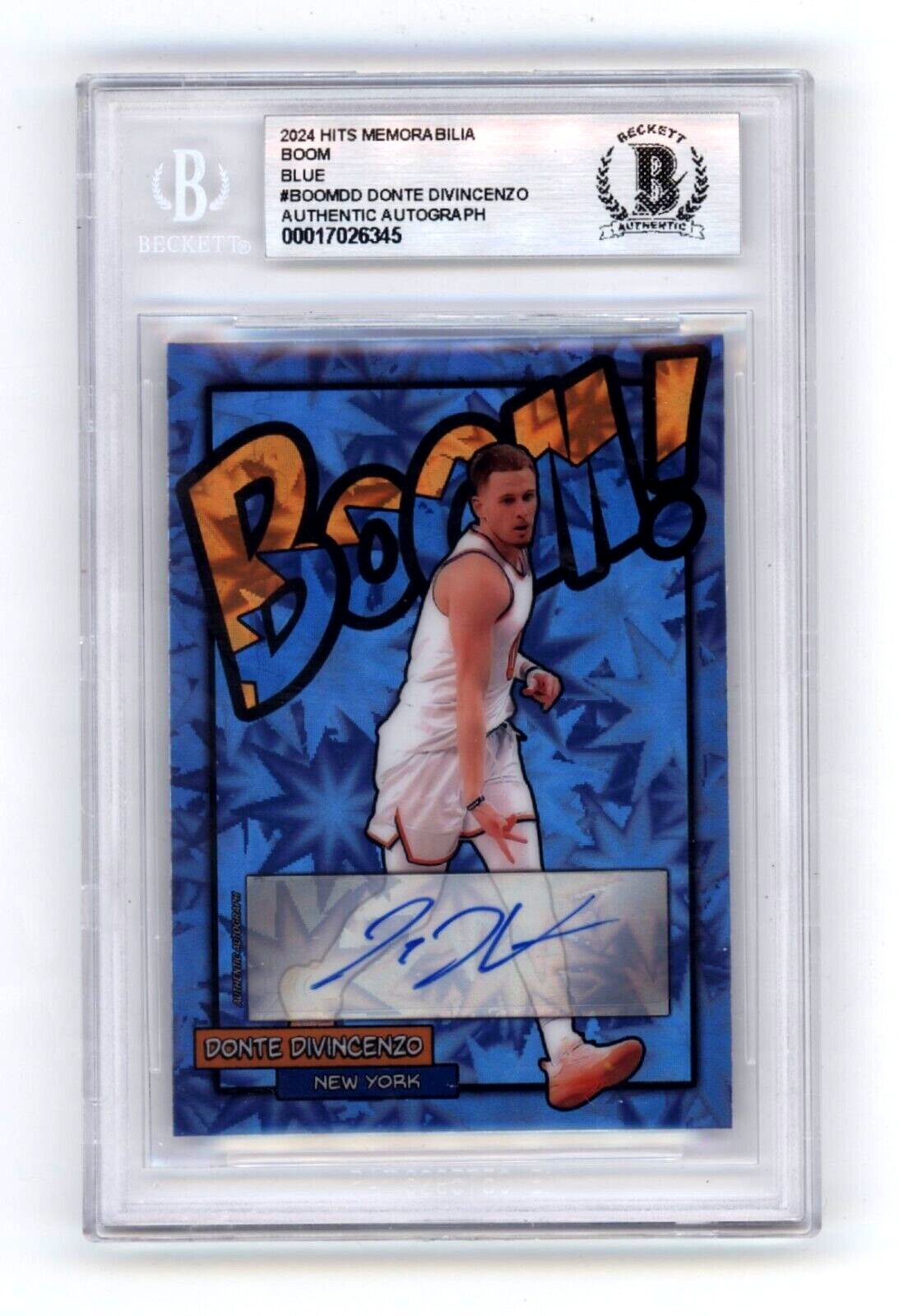 Donte DiVincenzo 2024 Hits Memorabilia BOOM Blue #/5 Signed BGS BAS Auto Knicks0