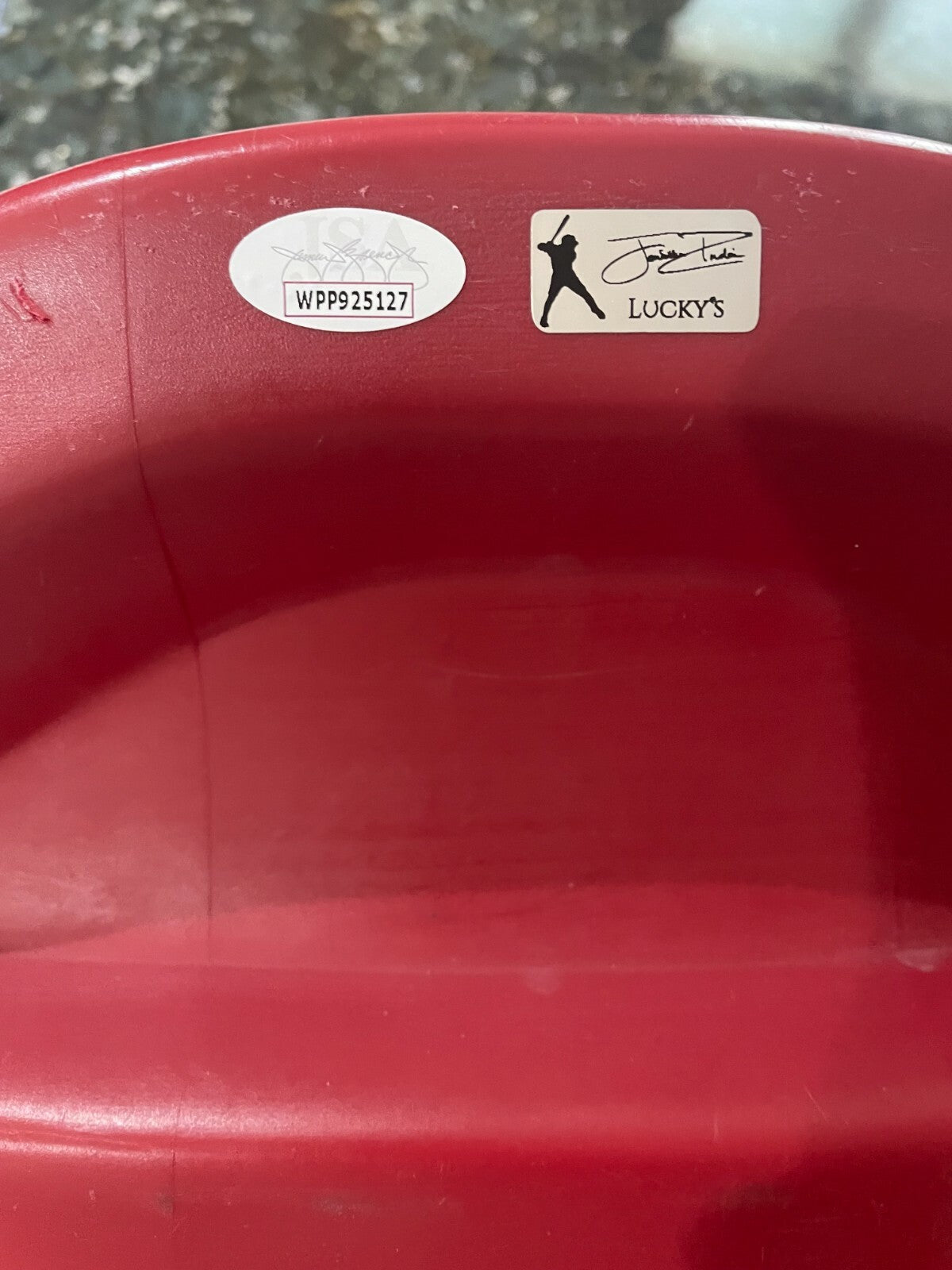 Jonathan India Signed Auto Reds GABP Seat Back JSA W COA + HOLO Red Sparrow Ins.1