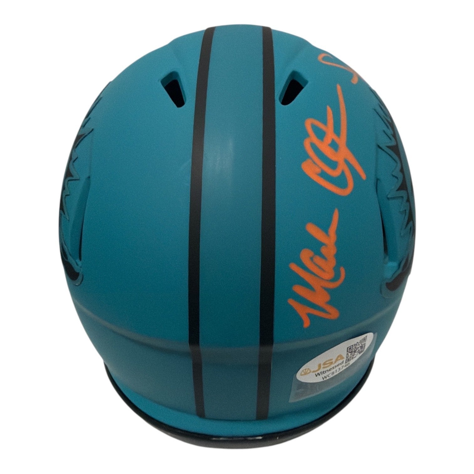 Mark Clayton & Mark Duper Dual Signed Dolphins Rave Mini Helmet JSA Wit COA3