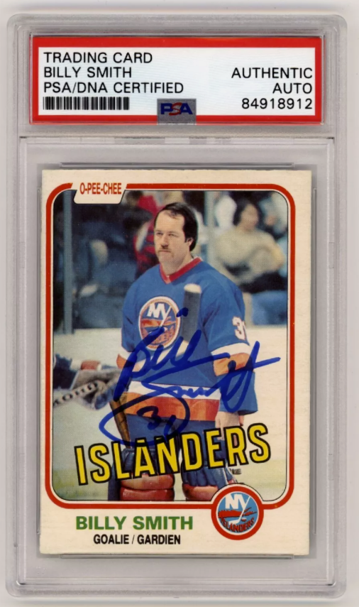 Billy Smith 1981-82 O-Pee-Chee OPC #207 Signed PSA Authentic Auto Islanders HOF0