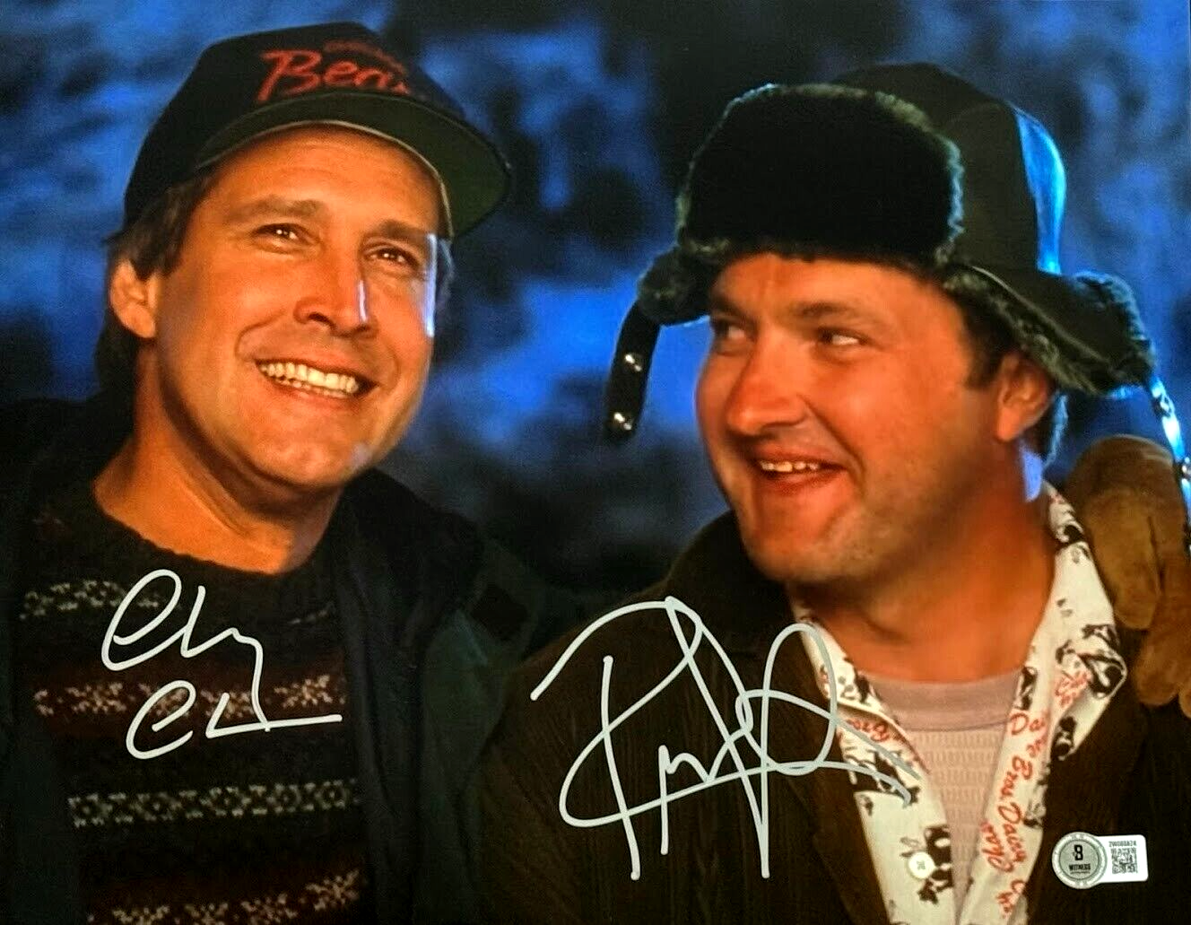 Chevy Chase & Randy Quaid Dual Signed 11x14 Photo Vacation Beckett Wit BAS COA0
