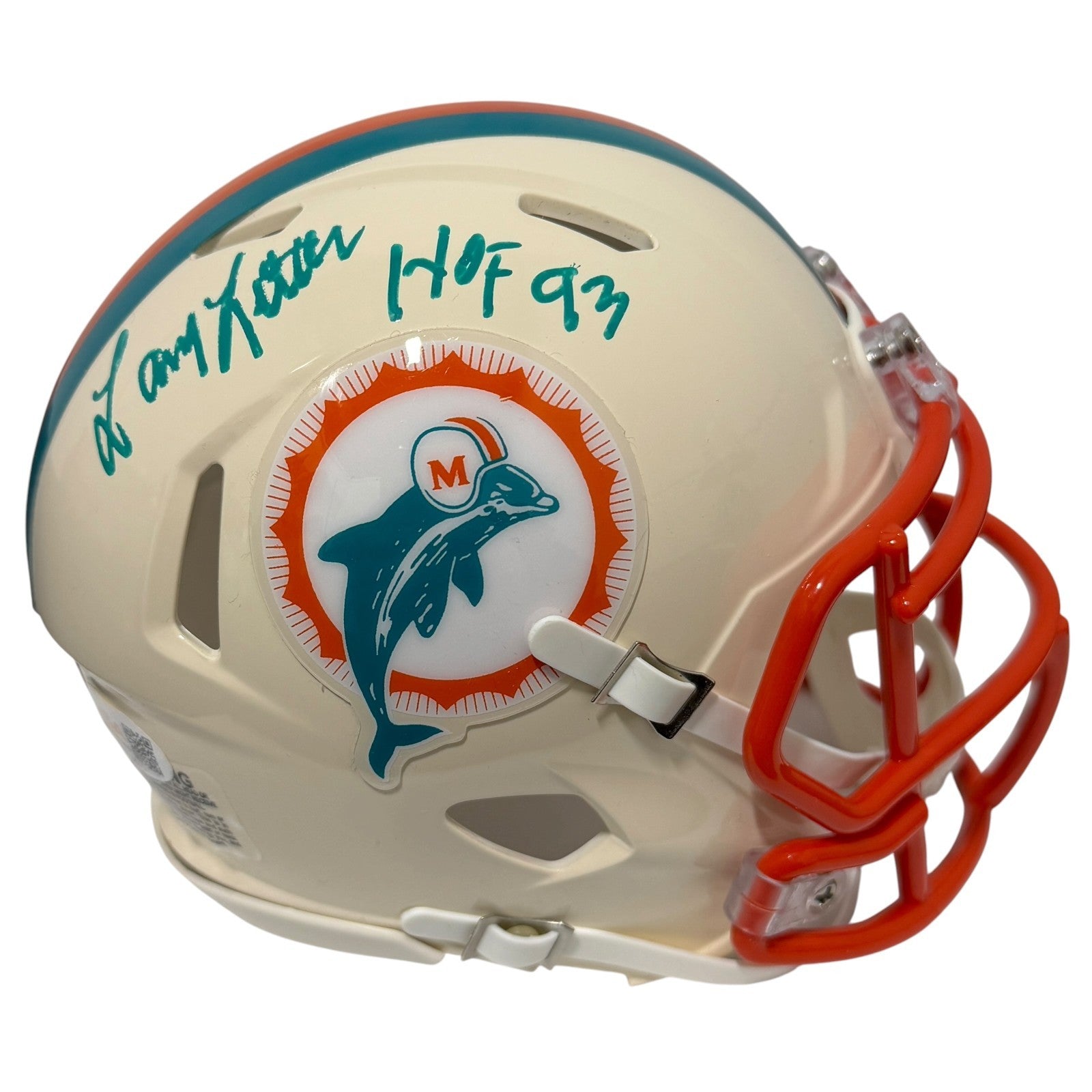 Larry Little Signed Miami Dolphins Retro Mini Helmet w/ HOF 93 JSA Witness COA0