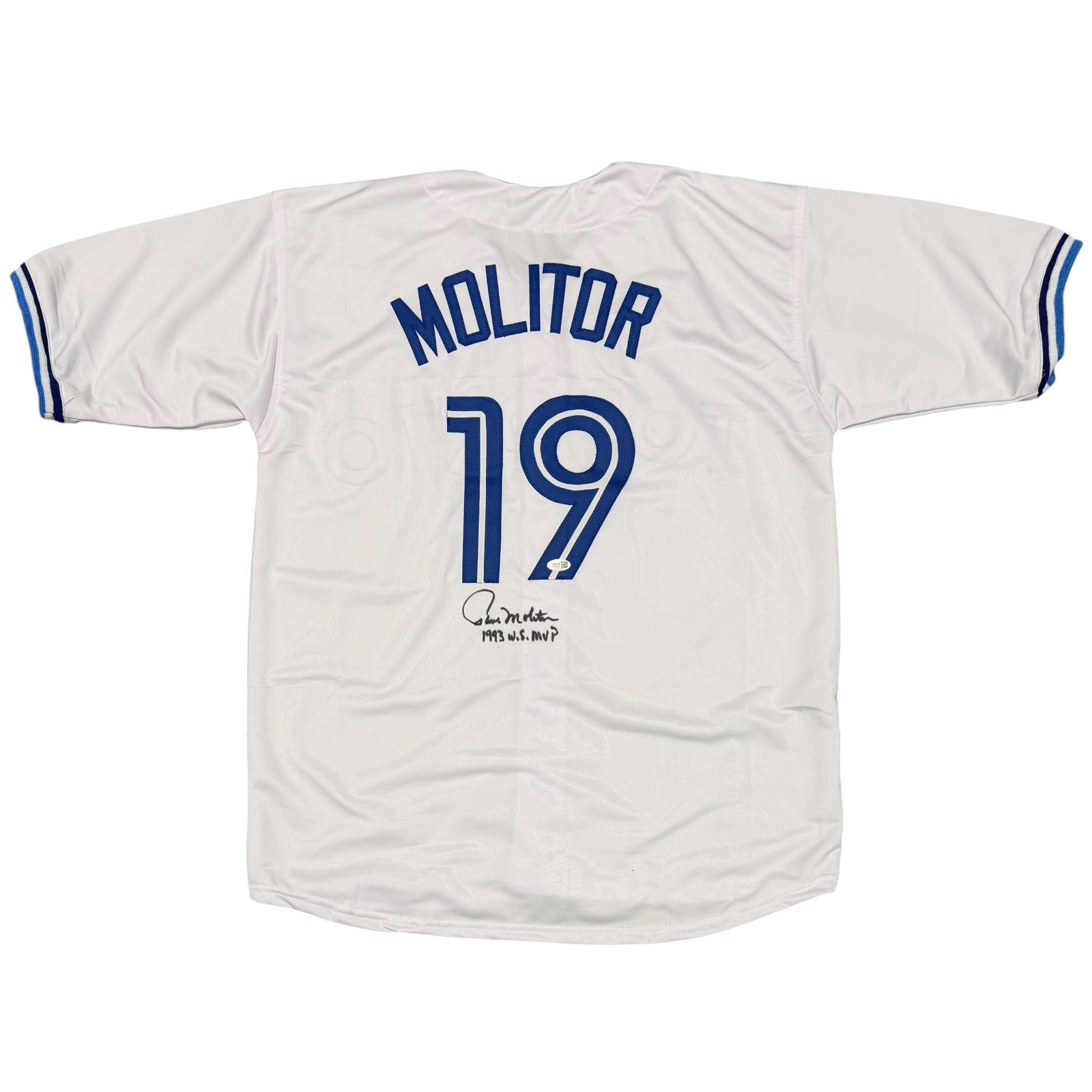 Paul Molitor Signed Toronto Blue Jays Custom Jersey w/ 1993 WS MVP JSA Wit COA0