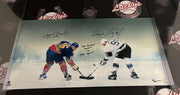 Wayne Gretzky Brett Hull Dual Signed Auto 30x15 Photo Frozen Pond LE /99 UDA COA0