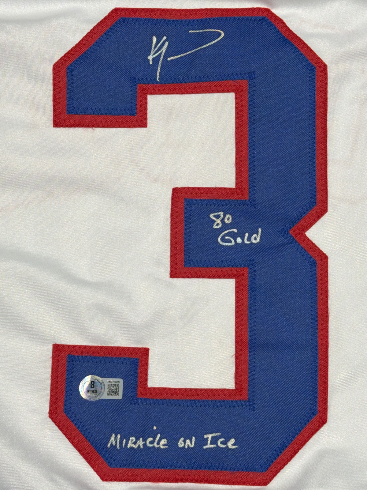 Ken Morrow Signed USA Custom Jersey w/ 80 Gold Miracle on Ice Beckett W BAS COA1