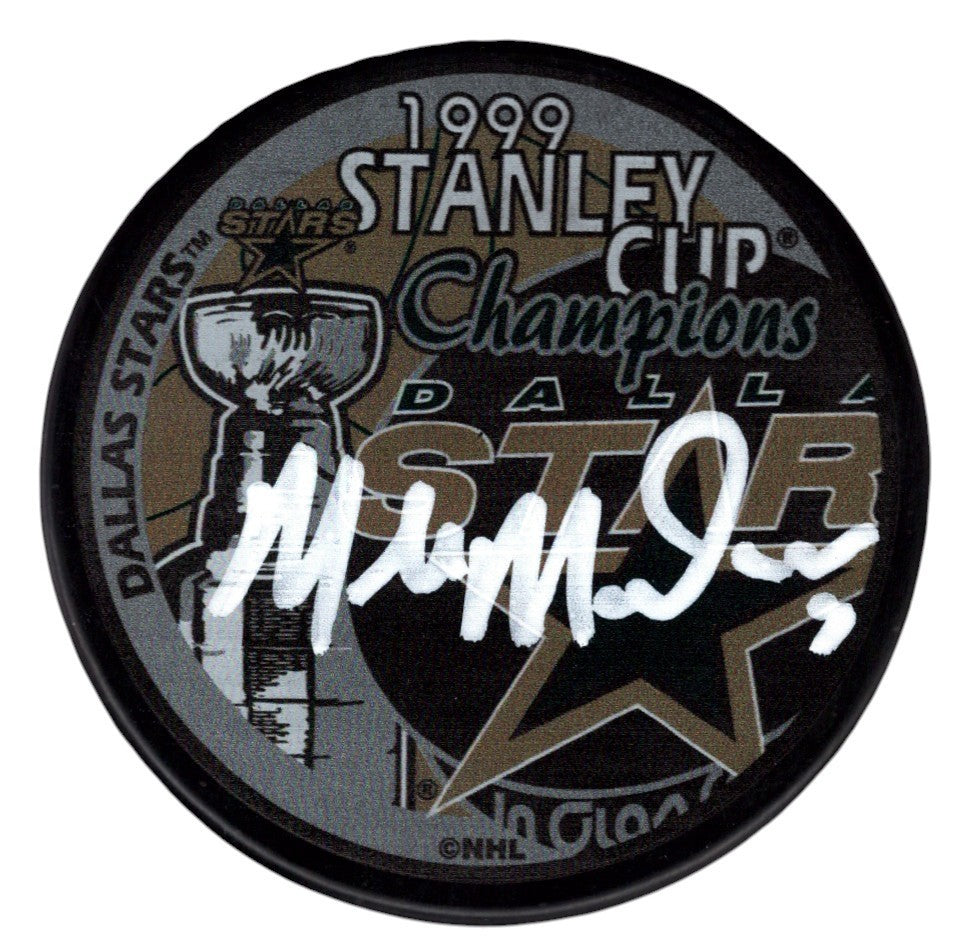 Mike Modano Signed Autographed Stars 1999 Stanley Cup Puck JSA Witness COA0