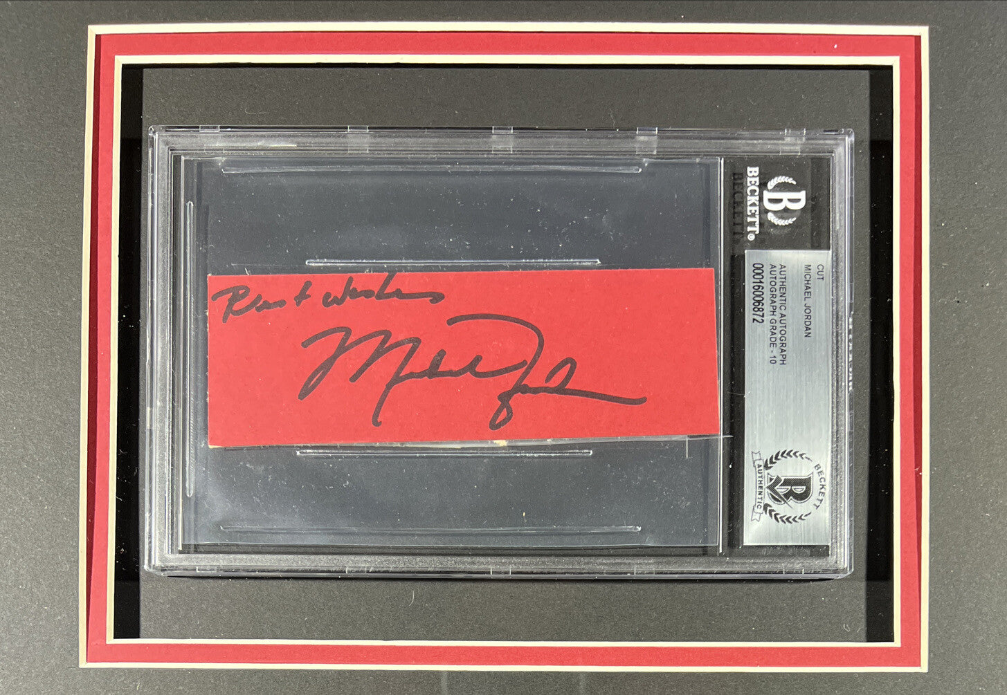 Michael Jordan Signed Inscribed Cut Rookie Sig Beckett BSA 10 Auto Framed Photo1
