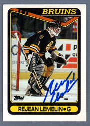 Rejean Lemelin Signed Autographed 1990-91 Topps #343 LSCM COA Boston Bruins0