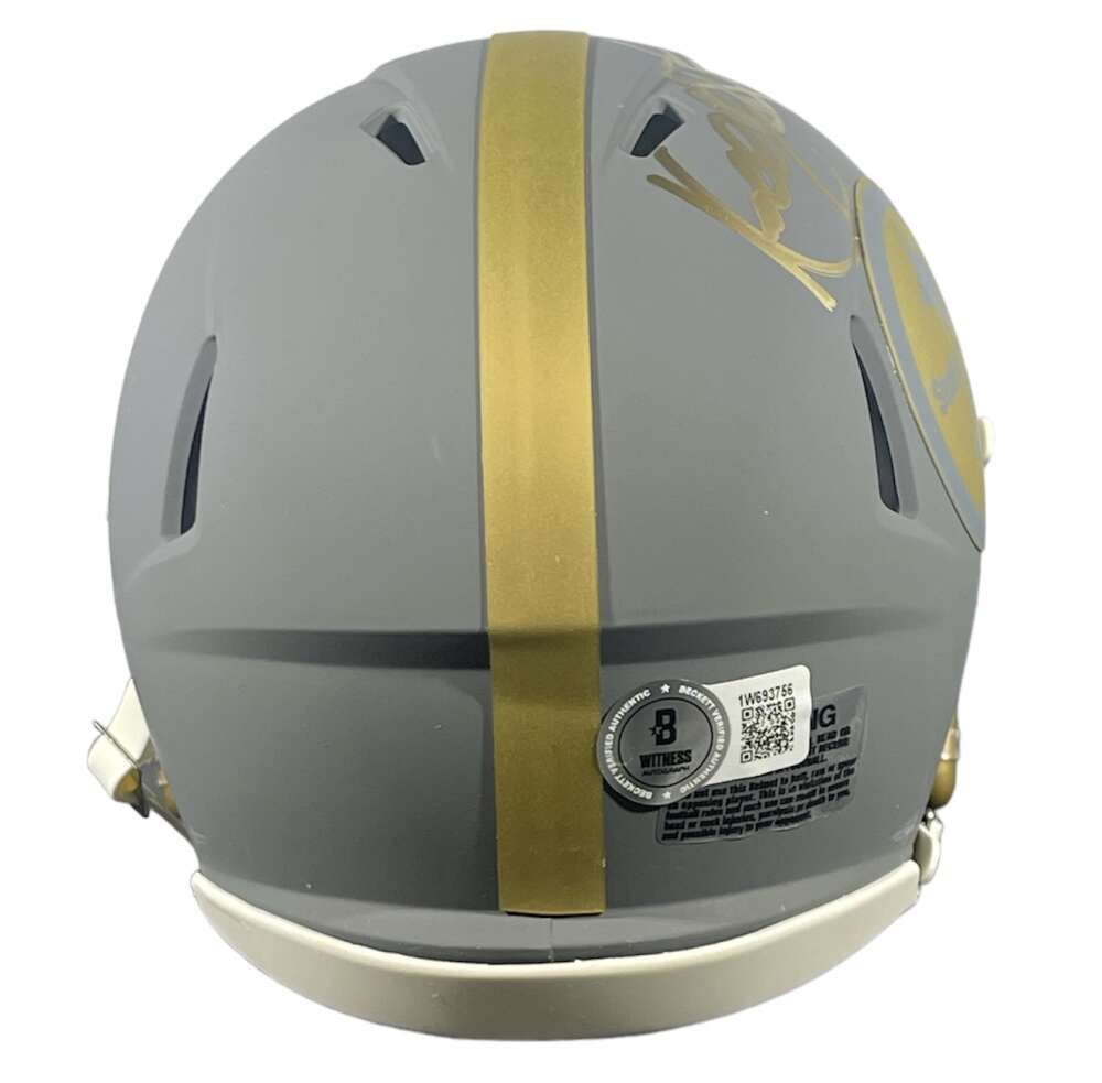 Kordell Stewart Signed Pittsburgh Steelers Slate Mini Helmet w/ Slash BAS COA2