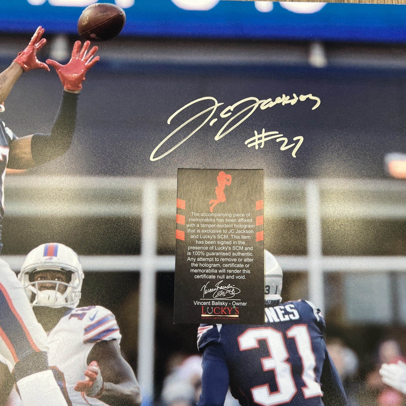 JC Jackson Signed Auto 16x20 Photo PSA ITP COA New England Patriots NAVY INT1