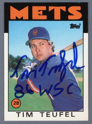 Tim Teufel Signed 1986 Topps Traded #109T w/ 86 WSC LSCM COA New York Mets0