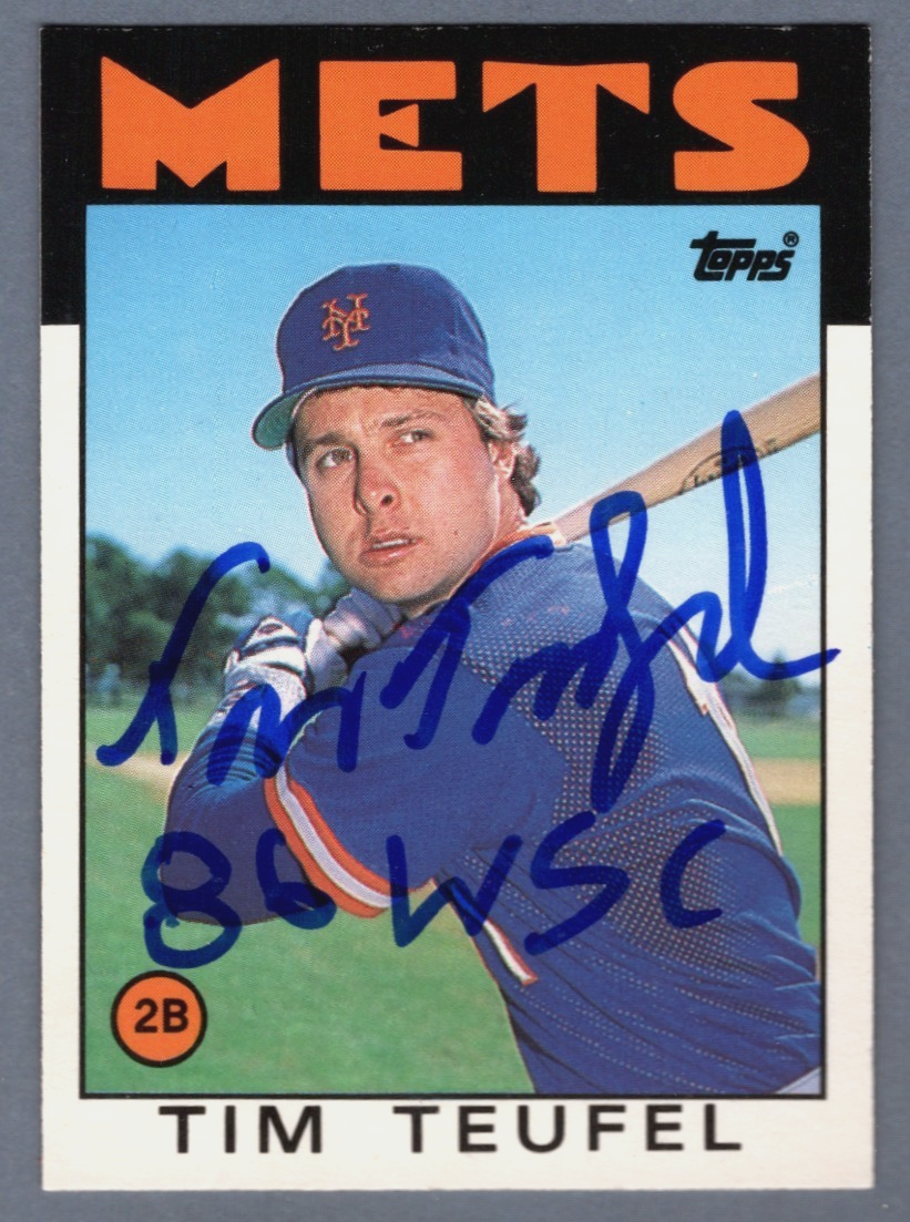 Tim Teufel Signed 1986 Topps Traded #109T w/ 86 WSC LSCM COA New York Mets0