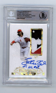Jonathan India 2021 Hits Memorabilia Champions Gold Logoman Patch Auto RC /1 BGS0