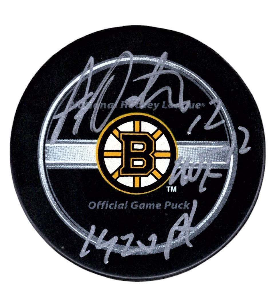 Adam Oates Signed Autographed Bruins Game Puck w/ HOF 12 + 1420 Pts JSA COA0