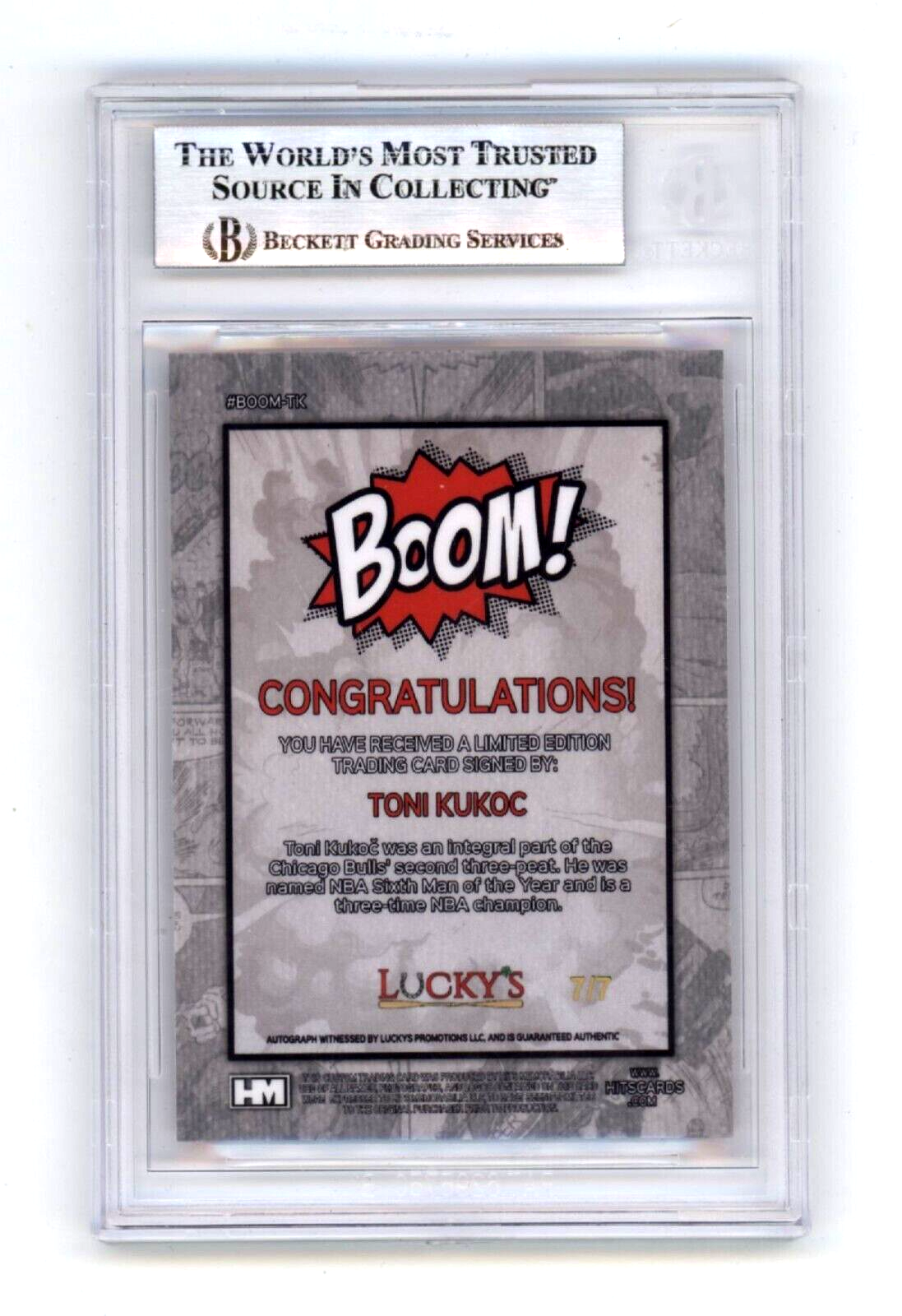 Toni Kukoc 2024 Hits Memorabilia BOOM Red Jersey # 7/7 Signed BGS BAS Auto1