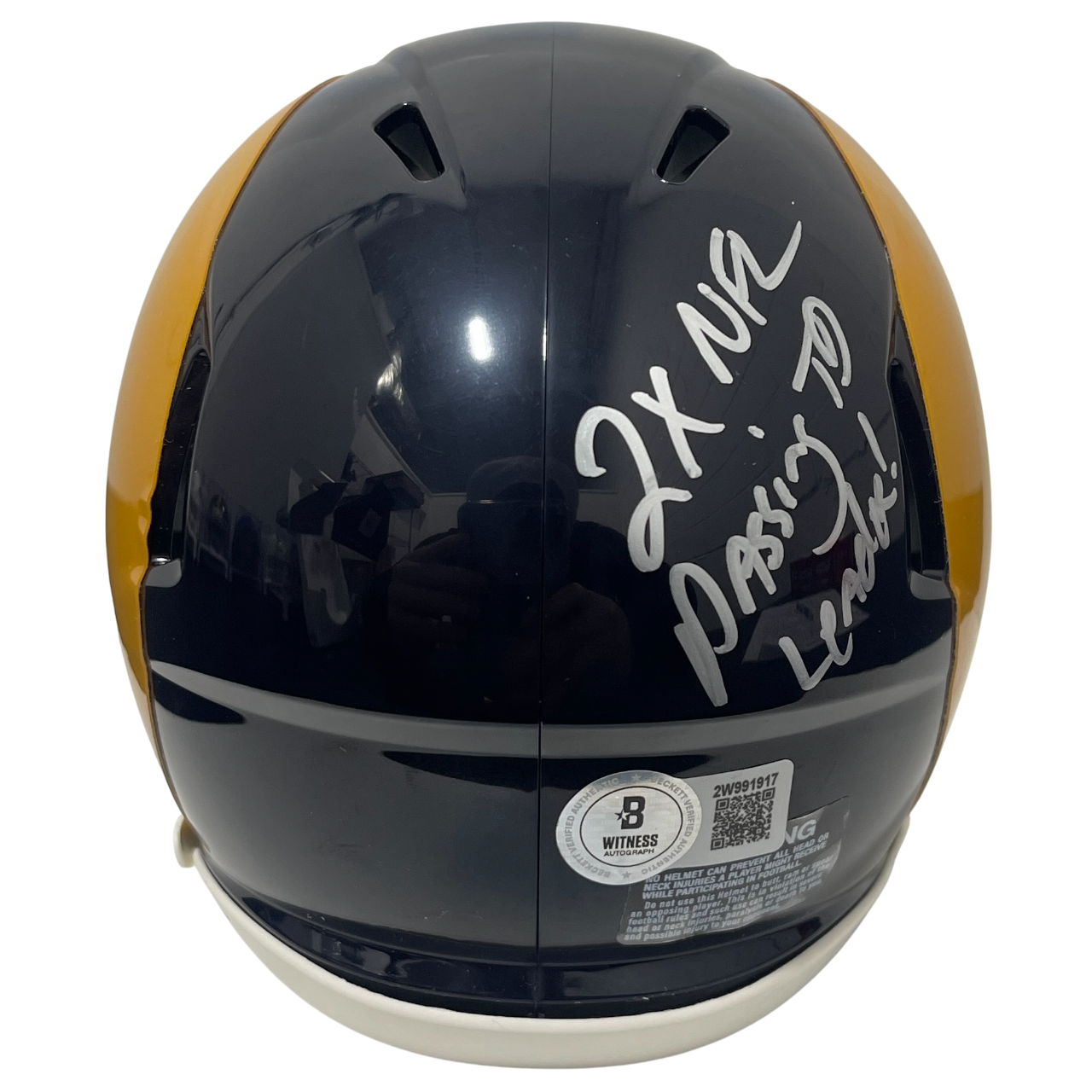 Jim Everett Signed Rams TB Mini Helmet 2 NFL Passing TD Leader Beckett W BAS COA3