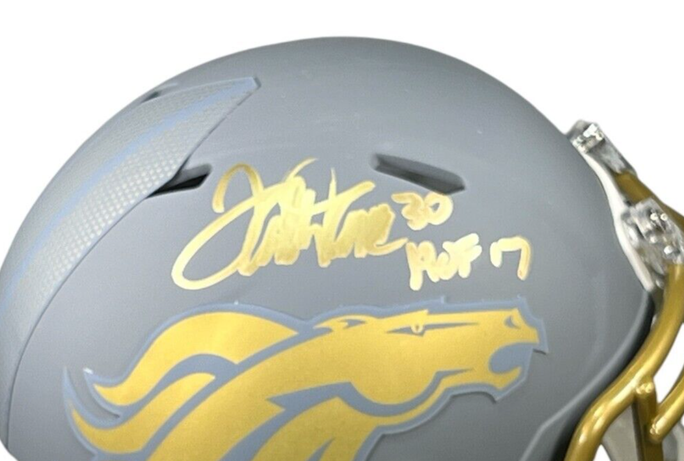 Terrell Davis Signed Denver Broncos Slate Mini Helmet w HOF JSA Witness COA1
