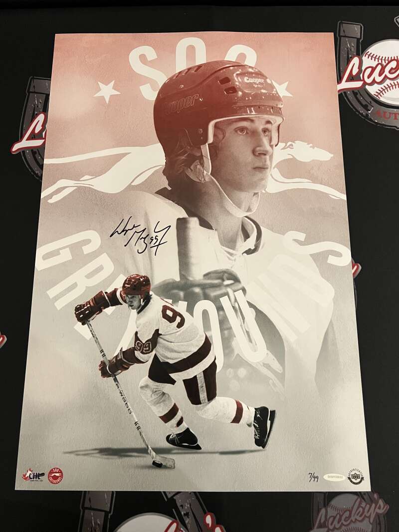 Wayne Gretzky Signed Auto 16x24 Photo Sault Ste. Marie Greyhounds 7/99 UDA COA0