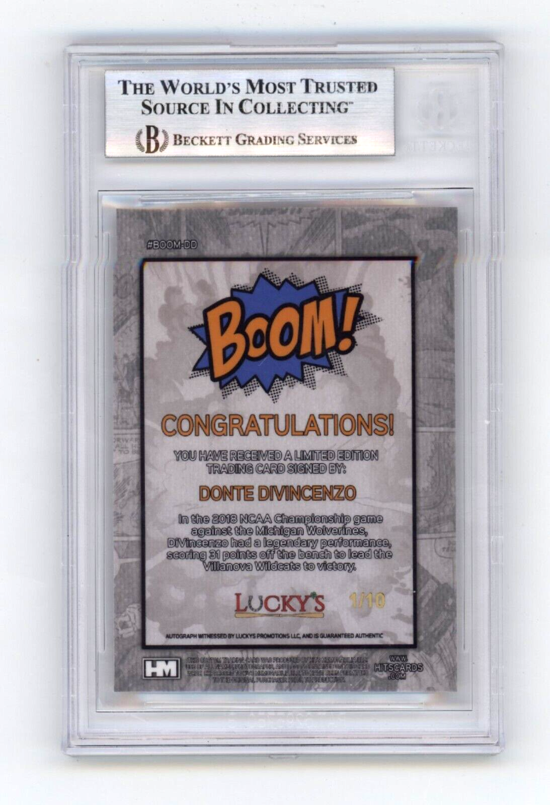 Donte DiVincenzo 2024 Hits Memorabilia BOOM Gold #/10 Signed BGS BAS Auto Knicks1