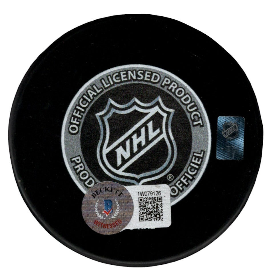 Kevin Stevens Signed Penguins 1992 Cup Puck w/ 91-92 Cup Beckett Witness BAS COA1