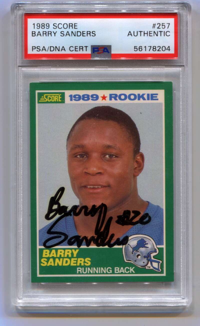 Barry Sanders 1989 Score Rookie RC Early Signature Lions Signed Auto PSA DNA0