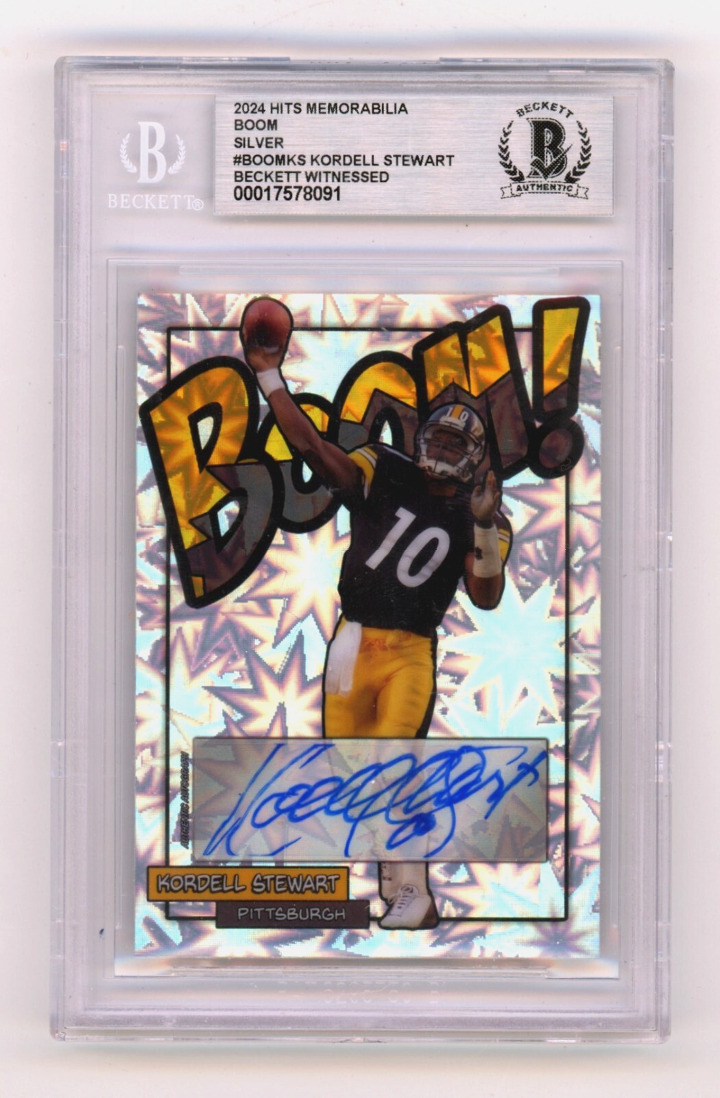 Kordell Stewart 2024 Hits Memorabilia BOOM Silver Signed BGS BAS Auto0