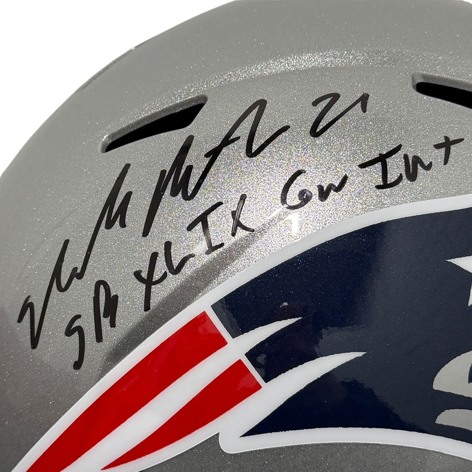 Malcolm Butler Signed Patriots Speed FS Full Size Helmet w/ Rare Inscs JSA W COA1